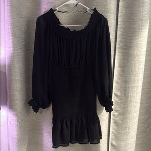 HYFVE Black Ruffled Off Shoulder Dress